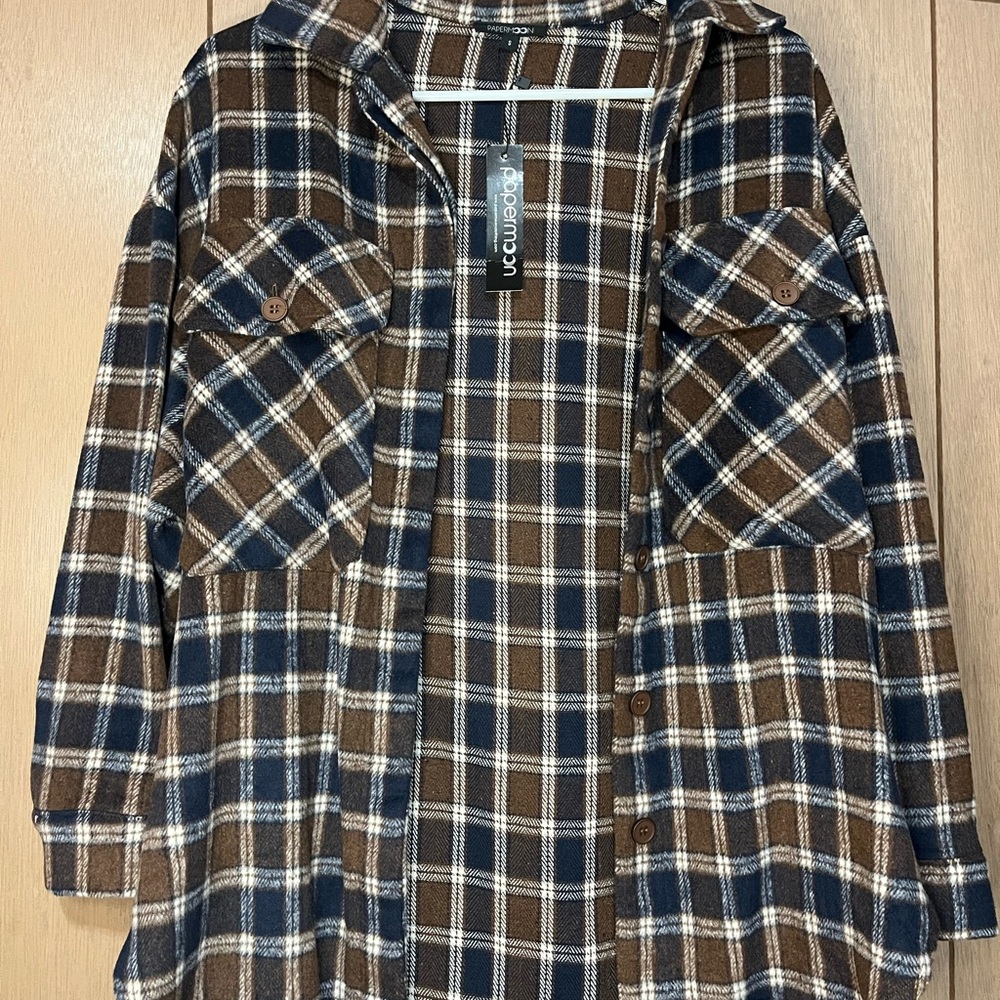 NWT Papermoon Navy and Brown Flannel